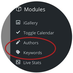 The SIMS AUthors and Keywords Module