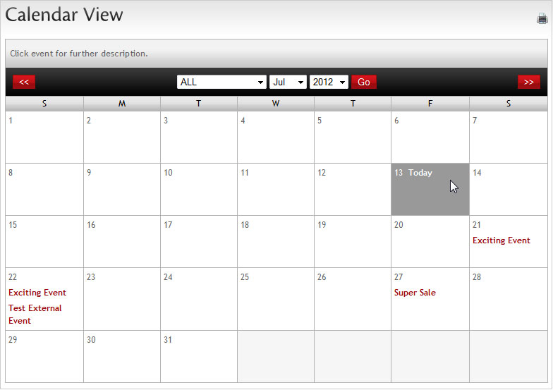 Calendar View Calendar View