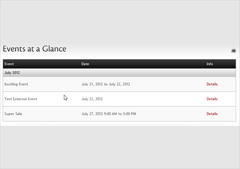 Events at a Glance Events at a Glance