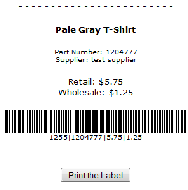 Comersus Print Product Label