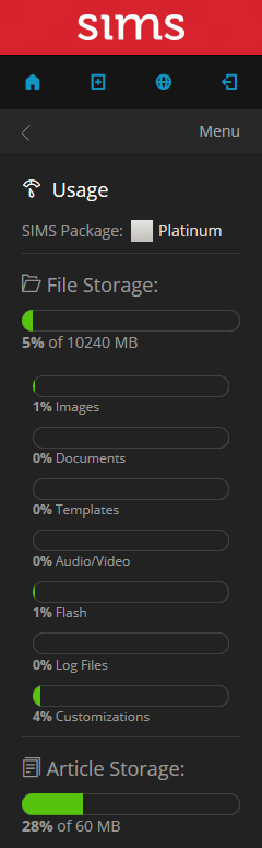 Detailed Usage of SIMS Screenshot